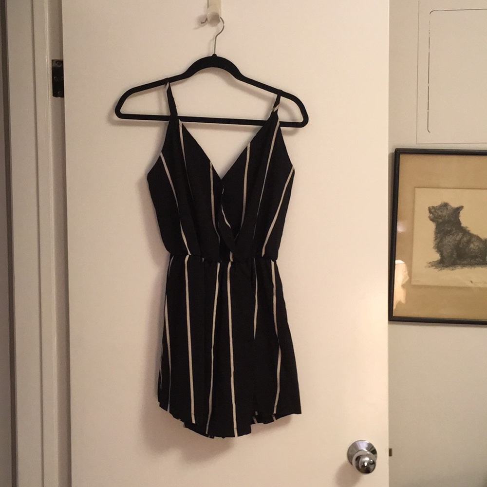 Black and white striped romper